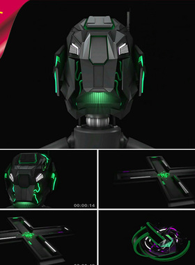 绿色机器人十字架图形旋转发散舞台背景立体VJ酒吧夜店视频素材