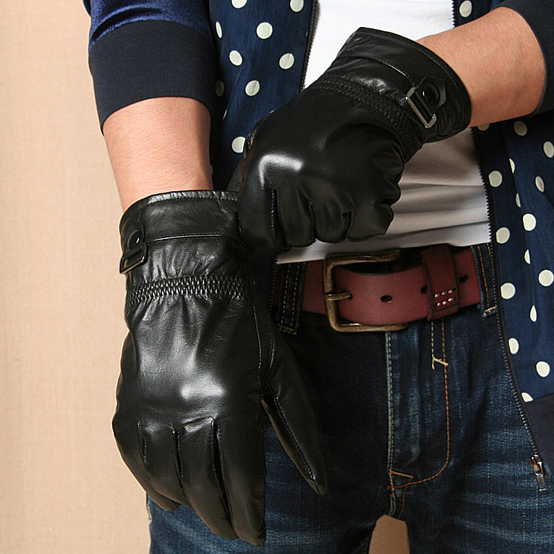 特价 绒里加厚黑色山羊皮男款冬季防寒保暖骑车真皮手套包邮
