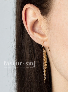 faveur以色列设计师设计不规则的流苏14k包金耳环 层层叠叠的美