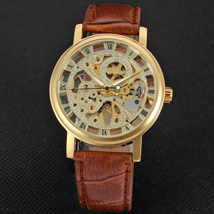 时尚商务风镂空机械手表