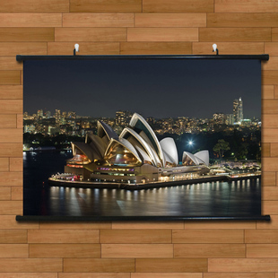 悉尼歌剧院唯美夜景海报挂画有框画世界名胜城市夜景客厅装饰画