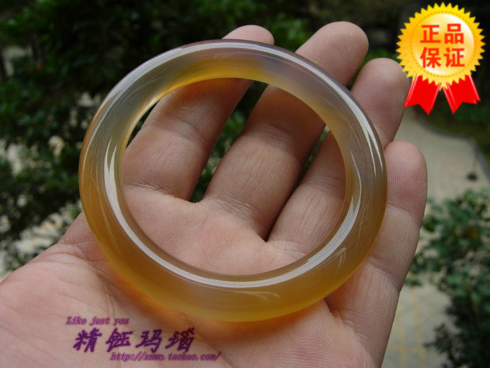 时尚正品 纯天然玛瑙圆条手镯52mm天然原色 精美纹理 通透强荧光