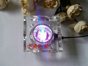 方形水晶底座LED电子灯座七彩发光水晶玉器佛像玻璃创意家居摆件