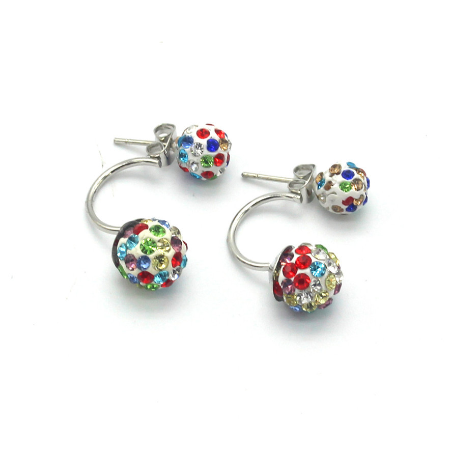 欧美奢华香巴拉水钻银边耳环 微镶钻公主U型耳钉耳饰 Pe-46