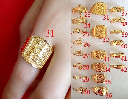 漂亮时尚铜镀金男女情侣戒指仿金指环开口活口可调节结婚礼物