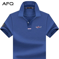 AFQ giản dị màu rắn nam ve áo ngắn tay T-Shirt để tăng béo của nam giới POLO áo ve áo t-shirt shirt t máu