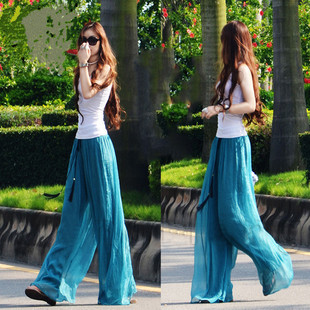 新款 阔腿裤 春季 698 沙滩度假长裤 2025秋装 雪纺裤 波西米亚休闲裤