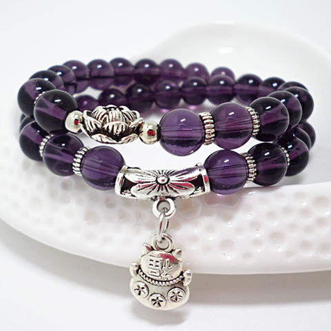 Natural Stone Crystal Bracelet amethyst Fortune cat Black Onyx Lotus multi-storey Handmade beaded Hand jewelryin the Accessories/Fashion Jewelry, Bracelets  category - from Buy2taobao.com to provide professional Taobao agent buy service