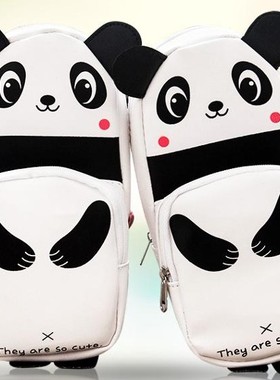 广博学生文具HBD02358卡通少女心萌宠熊猫大容量笔袋文具收纳袋