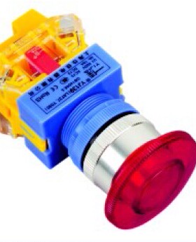 一佳LAY37-11MDZS带灯蘑菇头自锁按钮开关 22mm开关