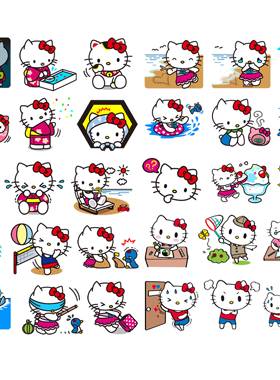 LINE贴图 HELLO KITTY 笔记本贴纸手机贴纸 手帐贴纸 40枚 Z 087