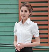 女2022夏装 衬衣职业女装 新款 短袖 雪纺白衬衫 工作服工装 大码 半袖