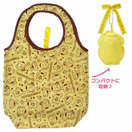 日本Sanrio正品Pompompurin布甸狗 折疊環保袋購物袋連公仔收納盒