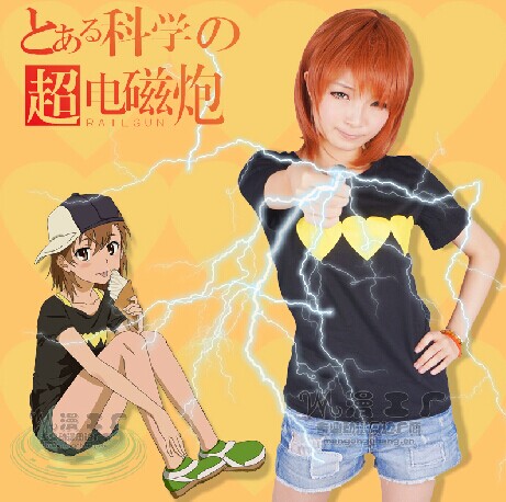 绮丽屋日本动漫周边某科学的超电磁炮动画同款御坂美琴cosplayT恤