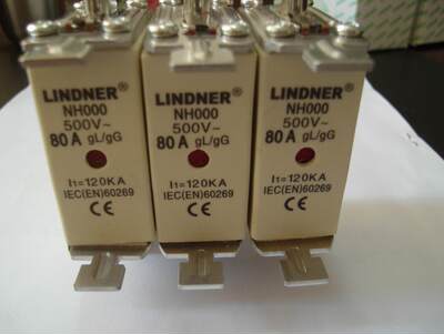 LINDNER熔断器NTC00/NH000-80A gL/gG 500V120KA （带指示灯）