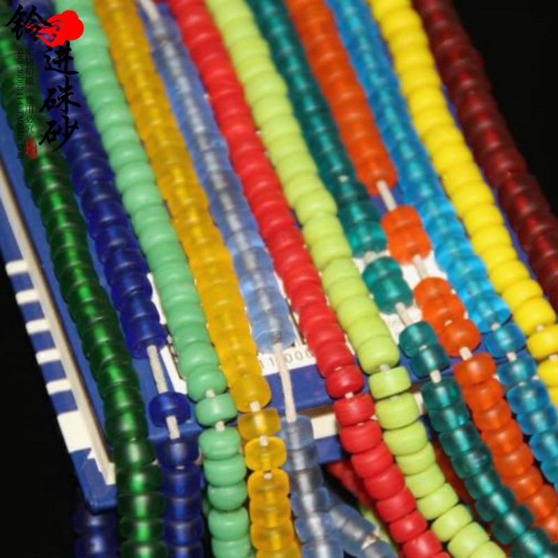 纯手工老琉璃珠直边桶珠 复古磨砂隔片散珠子diy佛珠佛牌配件