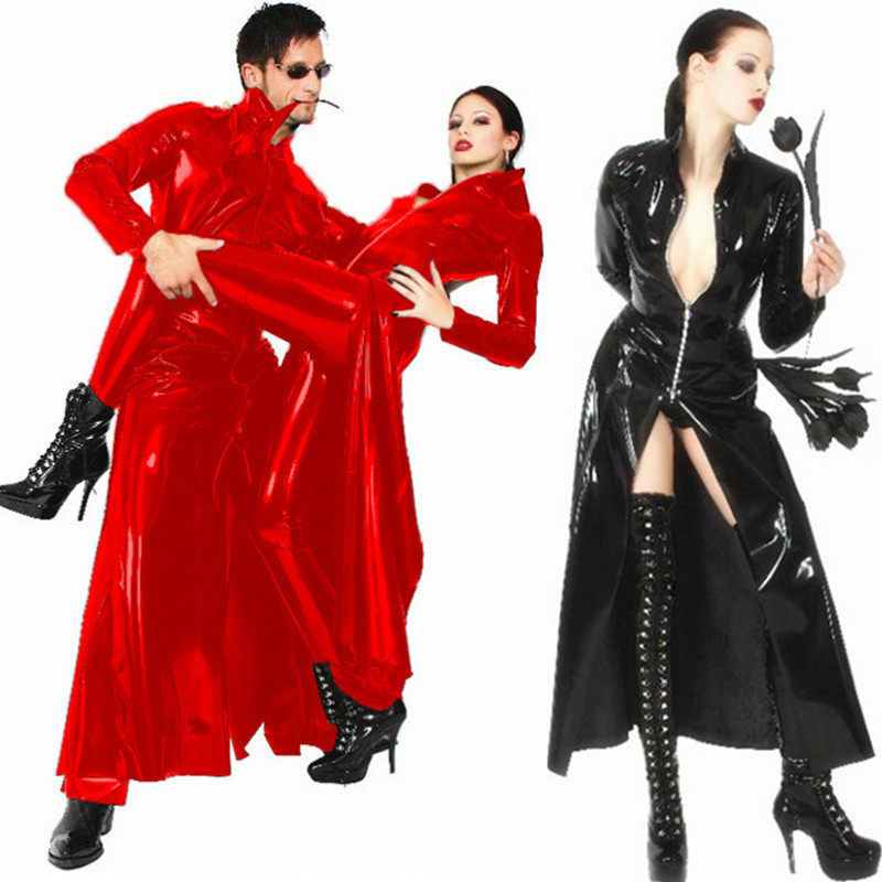 男女同款黑客帝国PU风衣皮革披风夜场漆皮DS服 派对开场舞演出服