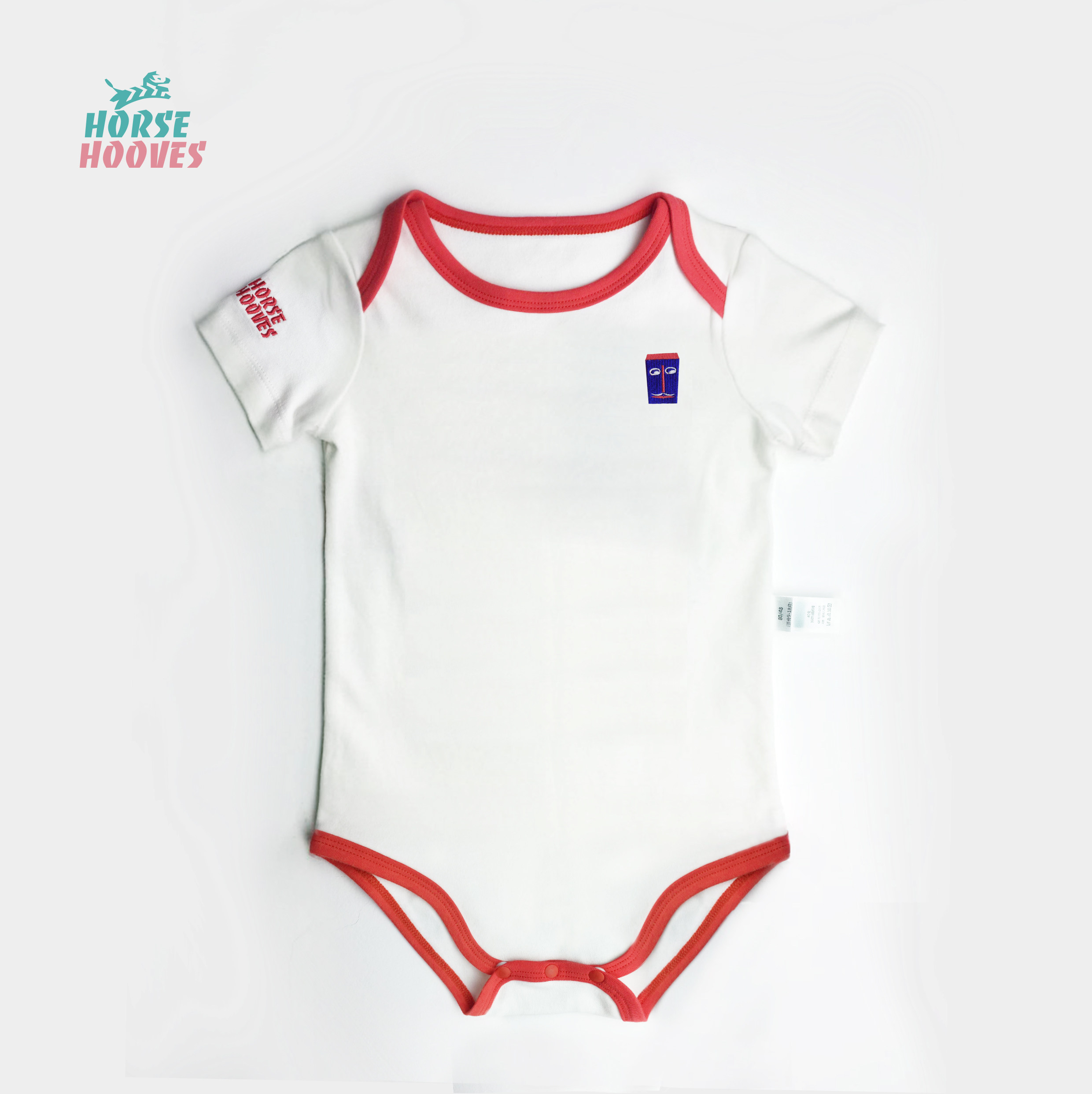 horsehooves好肤丝刺绣纯棉新生儿连体衣宝宝婴儿三角哈衣夏