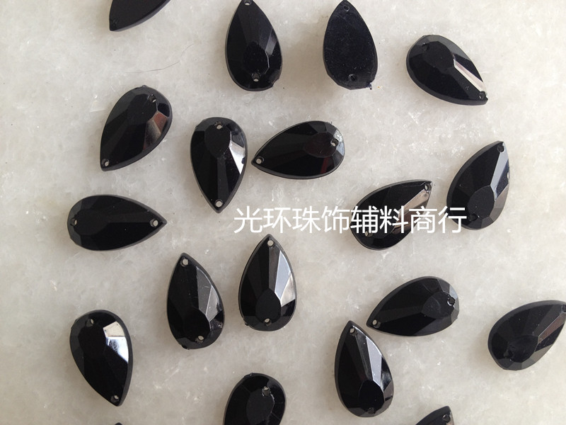 黑色压克力手缝钻 9*17mm/11*20mm水滴凤尾平面黑色压克力钻