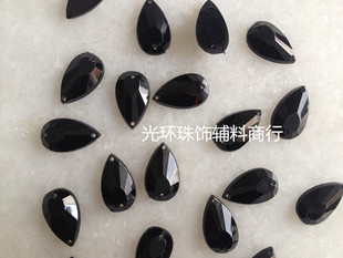 17mm 20mm水滴凤尾平面黑色压克力钻 黑色压克力手缝钻