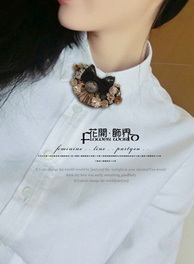 欧美水晶钻蝴蝶结胸针胸花别针时尚外套衬衫领花领结韩国配饰品女