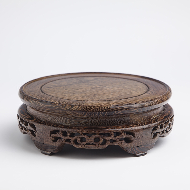 鸡翅木圆形实木工艺品摆件底座