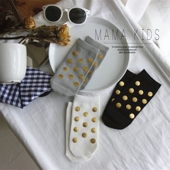 春夏儿童中性金箔圆点波点短袜 MAMA KIDSins爆款 男女宝宝纯棉袜