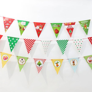 荣耀 圣诞拉旗挂旗装饰品 卡通三角纸彩旗吊旗圣诞节装饰布置挂件