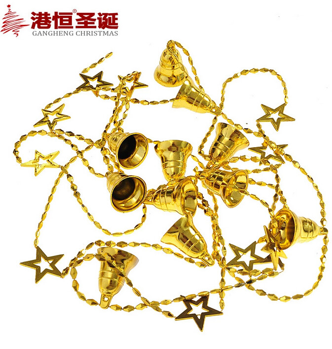金石缘圣诞 270cmx3cm钟形五角星亮光圣诞链条串 圣诞装饰品 50g