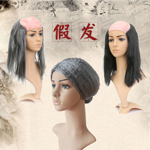 万圣节秃头假发黑色搞笑秃顶老爷爷奶奶太太外婆演出成人儿童通用