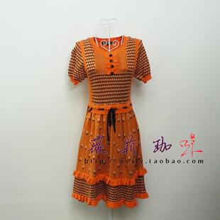 清！欧洲站 秋冬女装 丝光羊毛保暖机织花连衣裙