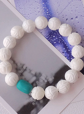 天然绿松石白色水晶手链