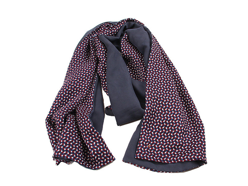 新款绅士围巾 羊毛真丝双层经典围巾丝巾千鸟格男士长巾 送礼品盒