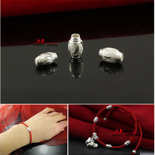 diy磨砂弯刀橄榄珠配件足银