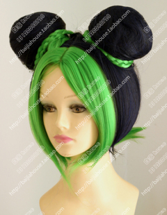 cosplay假发 JOJO的奇妙冒险 空条徐伦 徐徐 蓝绿混色 造型假发