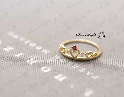 lloyd公主风蕾丝心形花边ins戒指