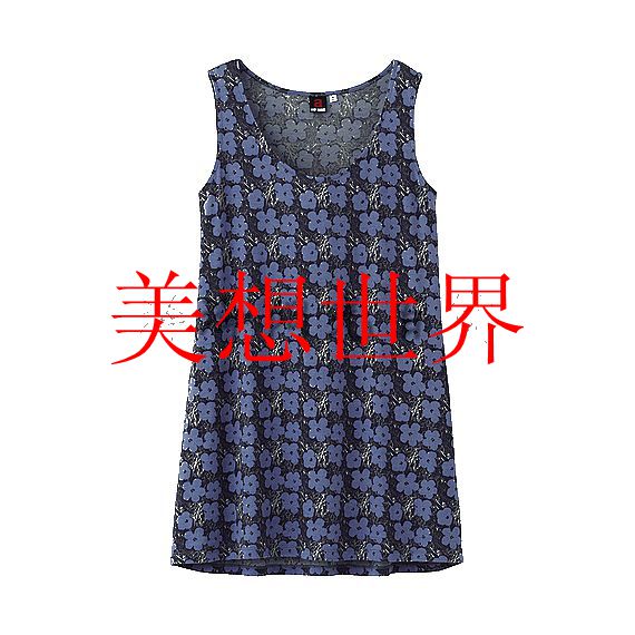 亏本特价满88包邮优女装纯棉印花 圆领无袖长衫，家居衣，打底背