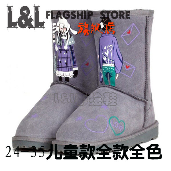 LL潮人创意DIY冬季新款中筒手绘棉鞋彩绘雪地靴时尚涂鸦男女款鞋