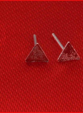 文泽百岁银坊耳钉女日韩风磨纱三角形银女耳钉耳饰品NO1196