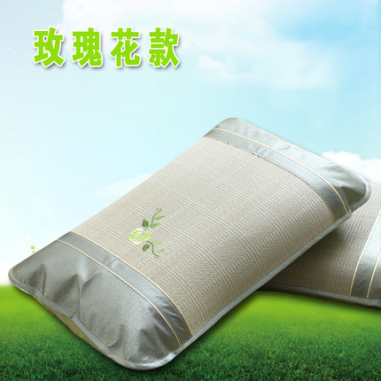 天然绣花蔺草枕套 凉席枕套 蔺草枕头席 单人枕片 兰草枕头套草席