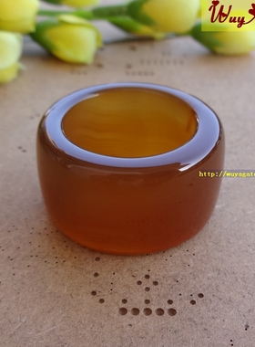 天然蜜糖色红玉髓玛瑙扳指戒指男