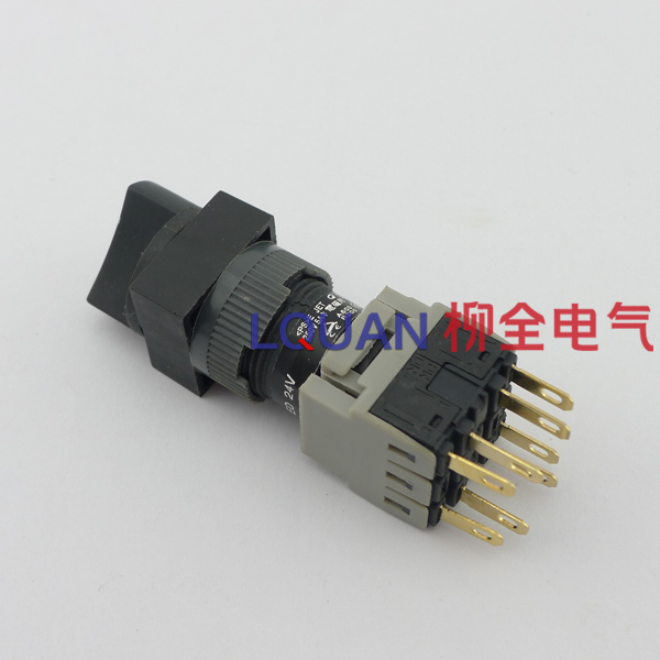 16mm旋钮开关 三档选择 AS6-Y 3档8脚 2开2闭 HB16