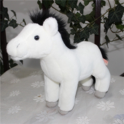 （现货+包邮）德国teddy hermann仿真黑鬃白龙马毛绒玩具公仔