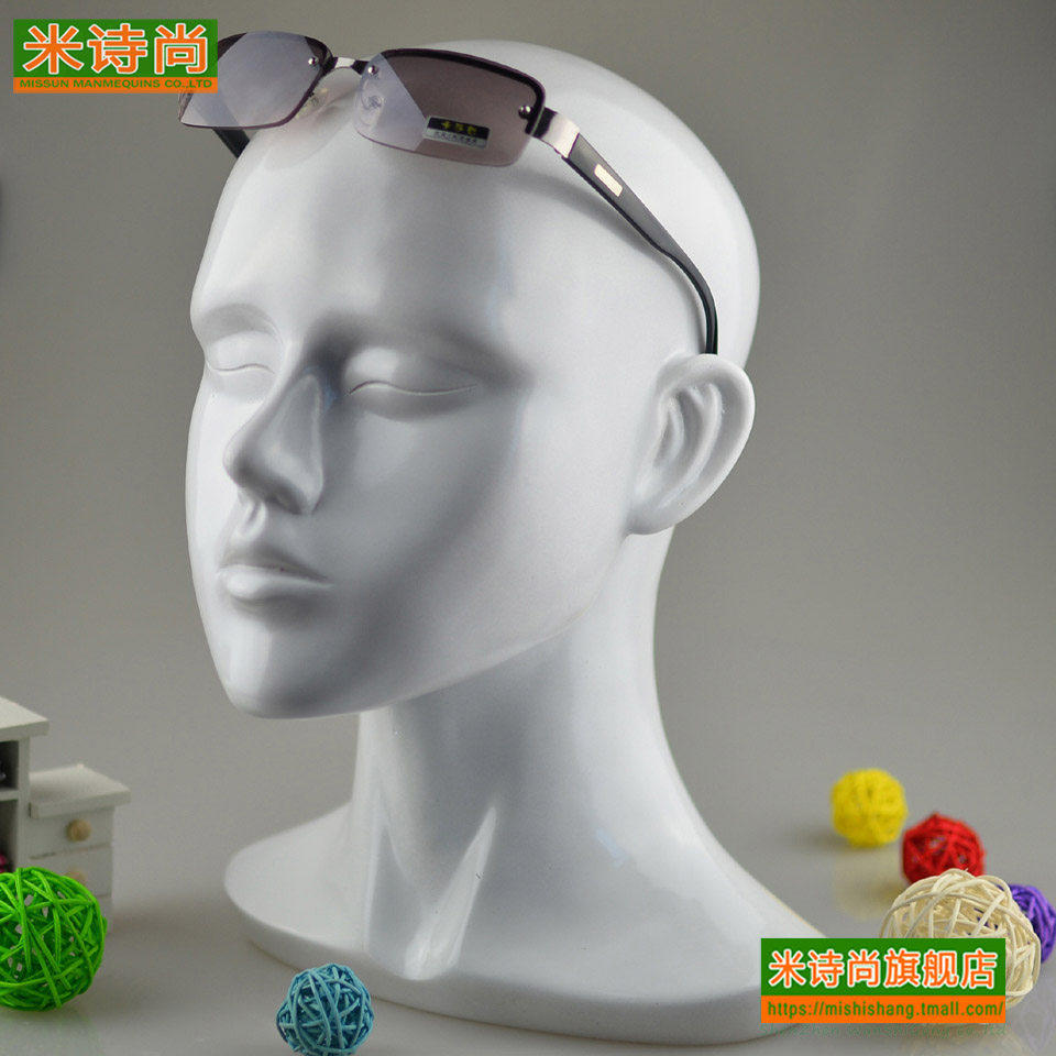 玻璃钢石膏像58cm头围女头模 帽子 眼镜 耳机 口罩展示架模特道具