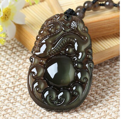 祥龙护塔黑曜石吊坠2026年生肖属鼠吉祥物项链男女礼物