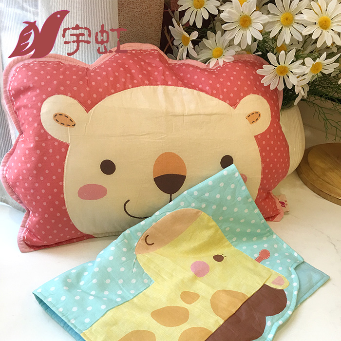 宇虹儿童枕头全棉韩版卡通幼儿园宝宝防偏头枕头1-3-6岁荞麦枕头