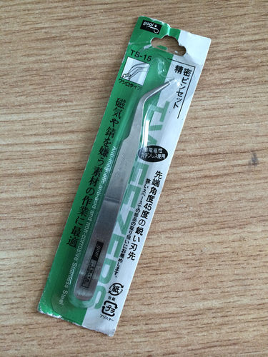 维修工具 GOOI 不锈钢镊子 精密不锈钢镊子 45度弯头尖型TS-15 弯