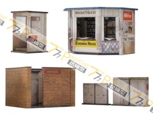 [777纸模型]03 车站附属设施OO HO N比例1:76 87 150火车建筑场景