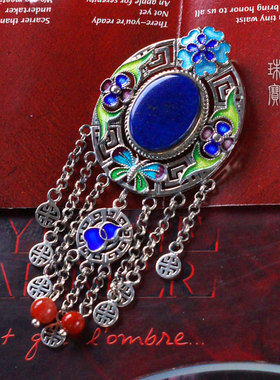 天醉福寿手工毛衣链景泰蓝吊坠