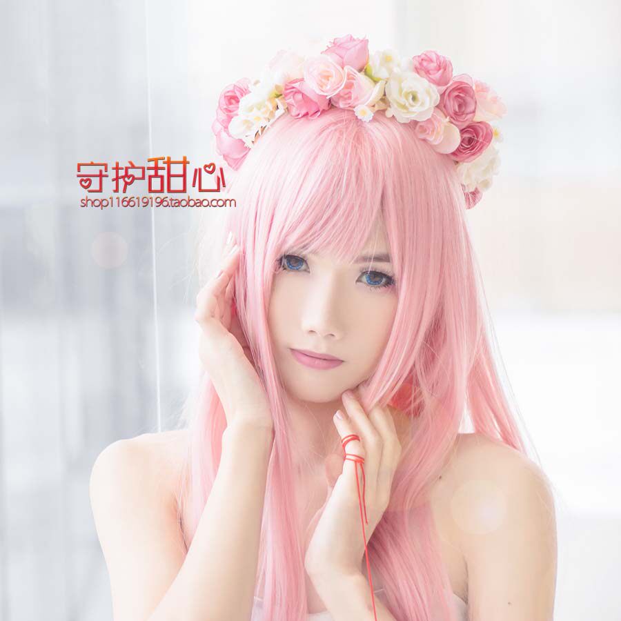 甜心家粉色长直发80cm||巡音Ruka碧洋琪 粉色桃井五月cosplay假发